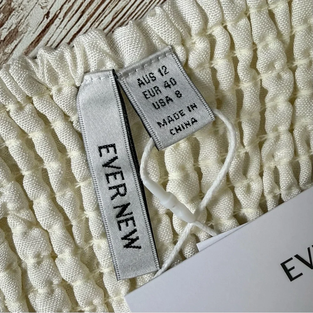 Ever New Heidi Bubble Hem Mini Dress Size 8 Cream Ivory Linen Blend NWT